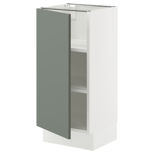 SEKTION Armoire inférieure avec tablettes, blanc/Nickebo gris -vert mat, 15x15x30 "