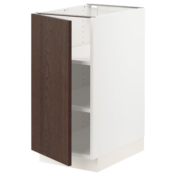 SEKTION Armoire inférieure avec tablettes, blanc/Sinarp brun, 15x24x30 "