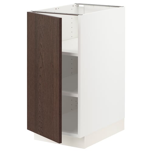 SEKTION Armoire inférieure avec tablettes, blanc/Sinarp brun, 15x24x30 "