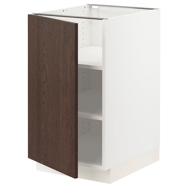 SEKTION Armoire inférieure avec tablettes, blanc/Sinarp brun, 18x24x30 "
