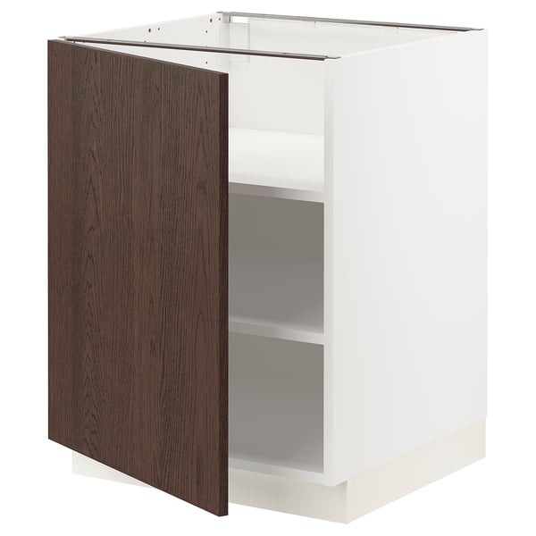SEKTION Armoire inférieure avec tablettes, blanc/Sinarp brun, 24x24x30 "