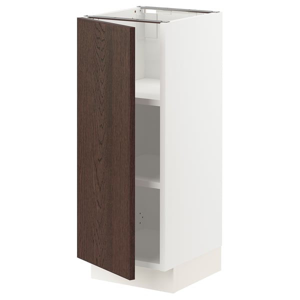 SEKTION Armoire inférieure avec tablettes, blanc/Sinarp brun, 12x15x30 "
