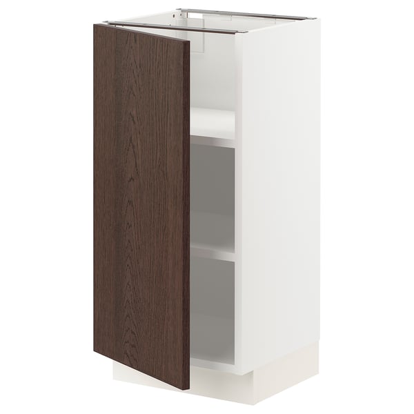 SEKTION Armoire inférieure avec tablettes, blanc/Sinarp brun, 15x15x30 "
