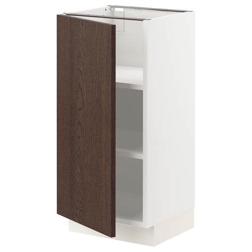 SEKTION Armoire inférieure avec tablettes, blanc/Sinarp brun, 15x15x30 "