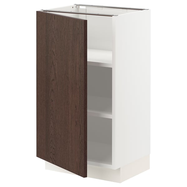 SEKTION Armoire inférieure avec tablettes, blanc/Sinarp brun, 18x15x30 "