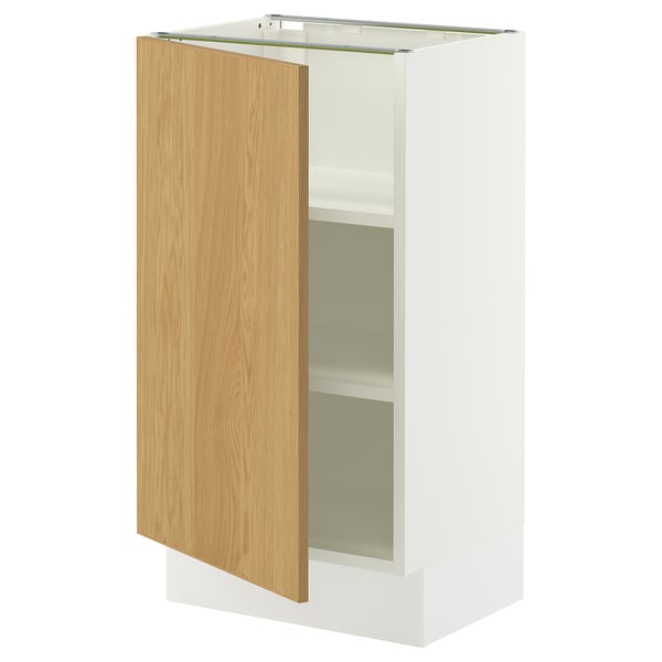SEKTION Armoire inférieure avec tablettes, blanc/Sinarp chêne plaqué, 18x15x30 "