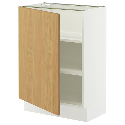 SEKTION Armoire inférieure avec tablettes, blanc/Sinarp chêne plaqué, 24x15x30 "
