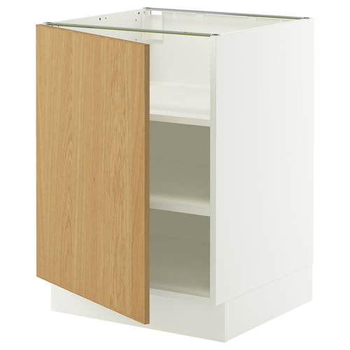 SEKTION Armoire inférieure avec tablettes, blanc/Sinarp chêne plaqué, 24x24x30 "