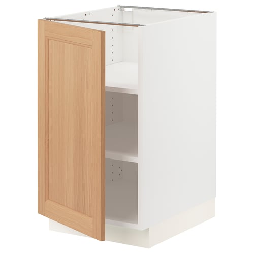 SEKTION Armoire inférieure avec tablettes, blanc/Vedhamn chêne, 18x24x30 "
