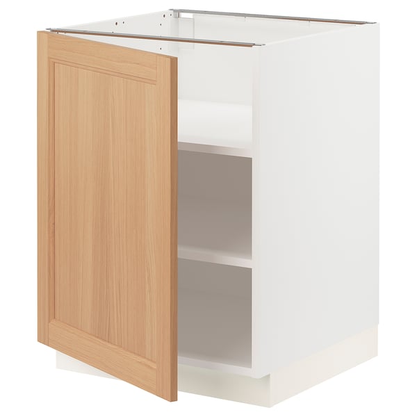 SEKTION Armoire inférieure avec tablettes, blanc/Vedhamn chêne, 24x24x30 "