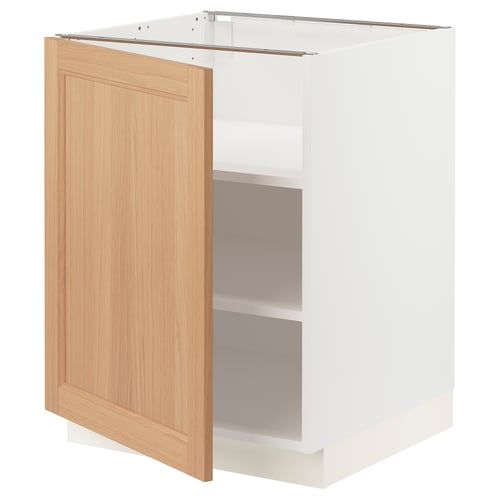 SEKTION Armoire inférieure avec tablettes, blanc/Vedhamn chêne, 24x24x30 "