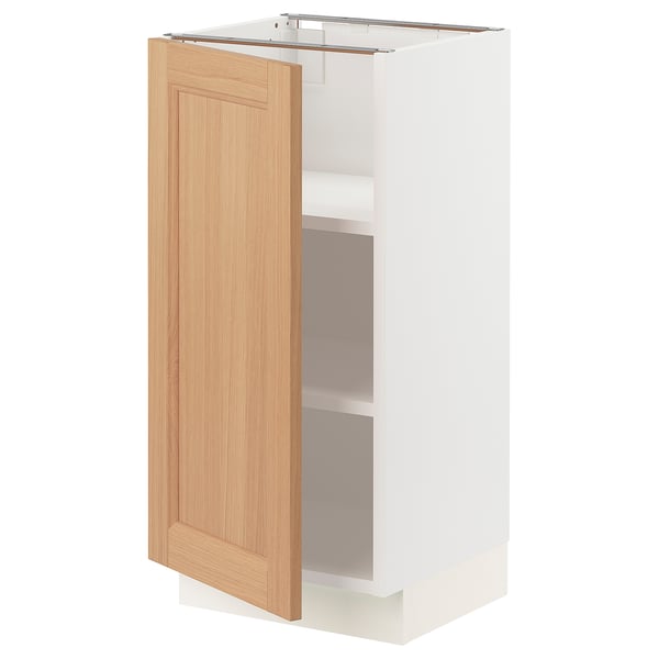 SEKTION Armoire inférieure avec tablettes, blanc/Vedhamn chêne, 15x15x30 "