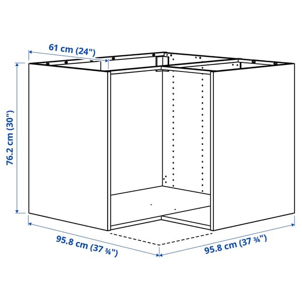 SEKTION Armoire inférieure d'angle, blanc, 38x24x30 "