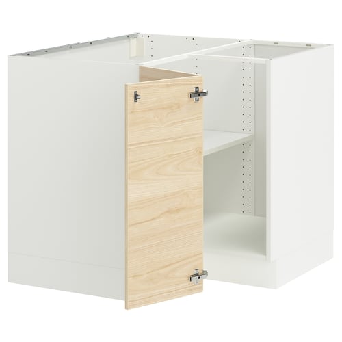 SEKTION Armoire inférieure d'angle+tablette, blanc/Askersund effet frêne clair, 38x24x30 "