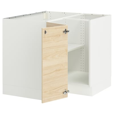 SEKTION Armoire inférieure d'angle+tablette, blanc/Askersund effet frêne clair, 38x24x30 "