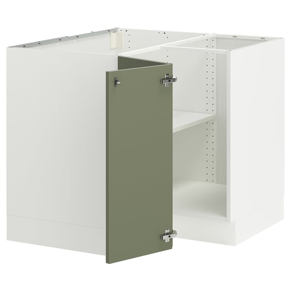 SEKTION Armoire inférieure d'angle+tablette, blanc/Axstad gris-vert, 38x24x30 "