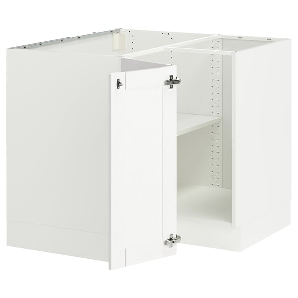 SEKTION Armoire inférieure d'angle+tablette, blanc Enköping/blanc effet bois, 38x24x30 "