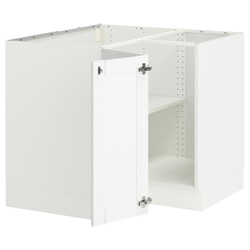 SEKTION Armoire inférieure d'angle+tablette, blanc Enköping/blanc effet bois, 38x24x30 "