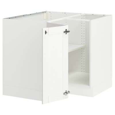 SEKTION Armoire inférieure d'angle+tablette, blanc Enköping/blanc effet bois, 38x24x30 "