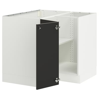 SEKTION Armoire inférieure d'angle+tablette, blanc/Nickebo anthracite mat, 38x24x30 "