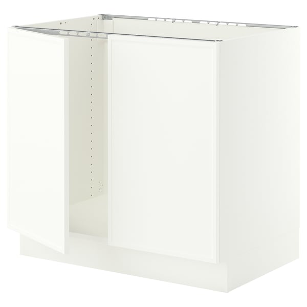 SEKTION Armoire inférieure évier 2 ptes, blanc/Aspudden blanc mat, 36x24x30 "
