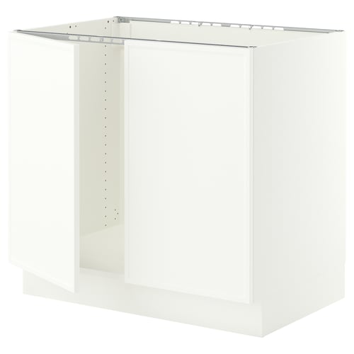 SEKTION Armoire inférieure évier 2 ptes, blanc/Aspudden blanc mat, 36x24x30 "