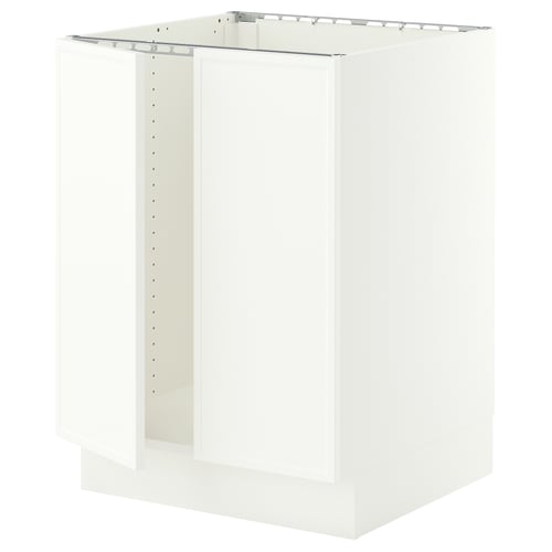 SEKTION Armoire inférieure évier 2 ptes, blanc/Aspudden blanc mat, 24x24x30 "
