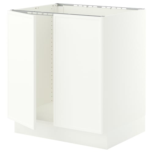SEKTION Armoire inférieure évier 2 ptes, blanc/Aspudden blanc mat, 30x24x30 "