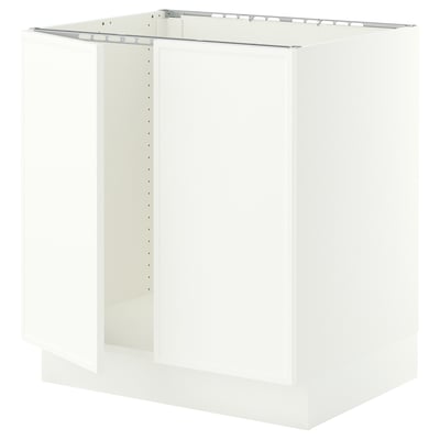 SEKTION Armoire inférieure évier 2 ptes, blanc/Aspudden blanc mat, 30x24x30 "
