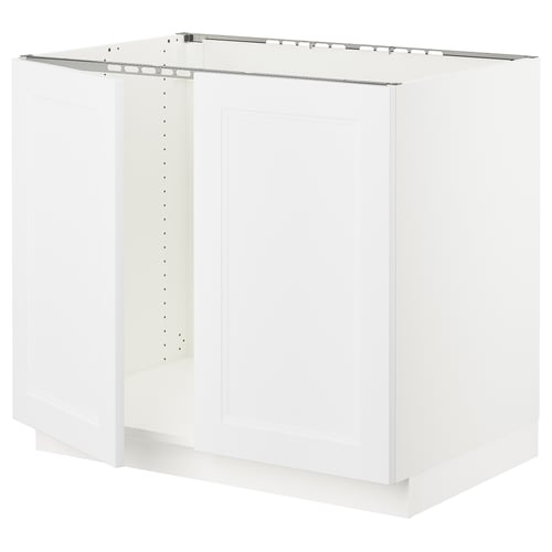 SEKTION Armoire inférieure évier 2 ptes, blanc/Axstad blanc mat, 36x24x30 "