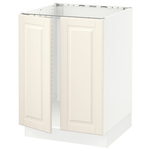 SEKTION Armoire inférieure évier 2 ptes, blanc/Bodbyn blanc cassé, 24x24x30 "