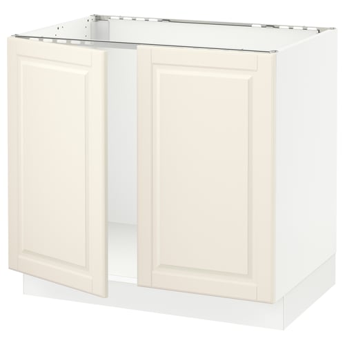 SEKTION Armoire inférieure évier 2 ptes, blanc/Bodbyn blanc cassé, 36x24x30 "
