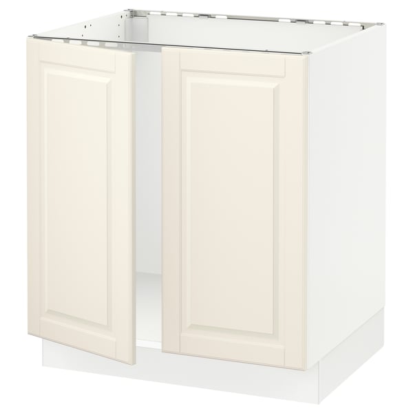 SEKTION Armoire inférieure évier 2 ptes, blanc/Bodbyn blanc cassé, 30x24x30 "