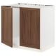 SEKTION Armoire inférieure évier 2 ptes, blanc Enköping/brun effet noyer, 36x24x30 "