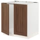 SEKTION Armoire inférieure évier 2 ptes, blanc Enköping/brun effet noyer, 30x24x30 "