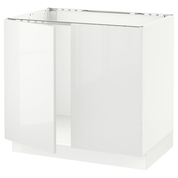 SEKTION Armoire inférieure évier 2 ptes, blanc/Ringhult blanc, 36x24x30 "