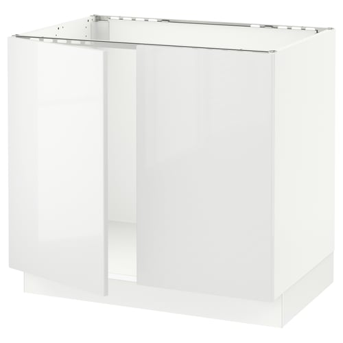 SEKTION Armoire inférieure évier 2 ptes, blanc/Ringhult blanc, 36x24x30 "
