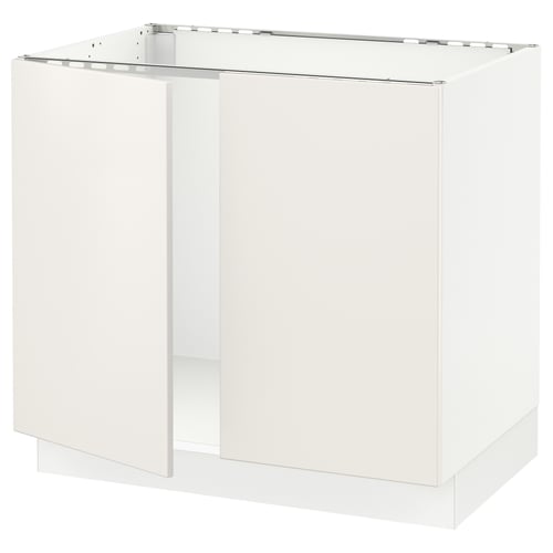 SEKTION Armoire inférieure évier 2 ptes, blanc/Veddinge blanc, 36x24x30 "