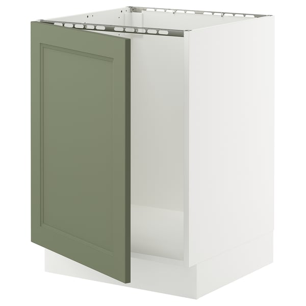 SEKTION Armoire inférieure évier, blanc/Axstad gris-vert, 24x24x30 "