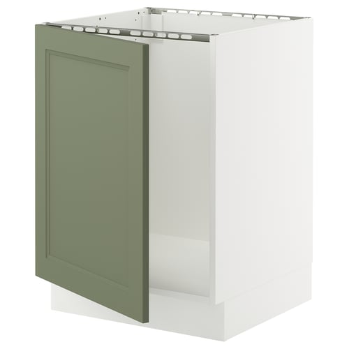 SEKTION Armoire inférieure évier, blanc/Axstad gris-vert, 24x24x30 "