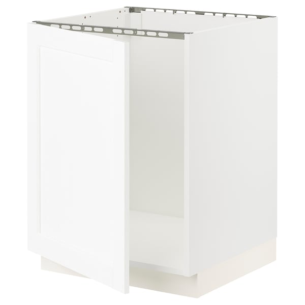 SEKTION Armoire inférieure évier, blanc Enköping/blanc effet bois, 24x24x30 "