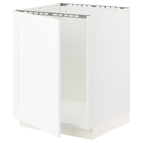 SEKTION Armoire inférieure évier, blanc Enköping/blanc effet bois, 24x24x30 "