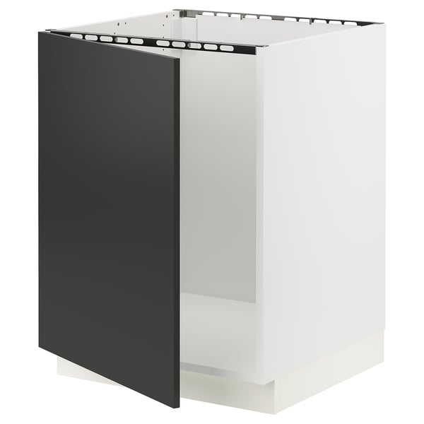 SEKTION Armoire inférieure évier, blanc/Nickebo anthracite mat, 24x24x30 "