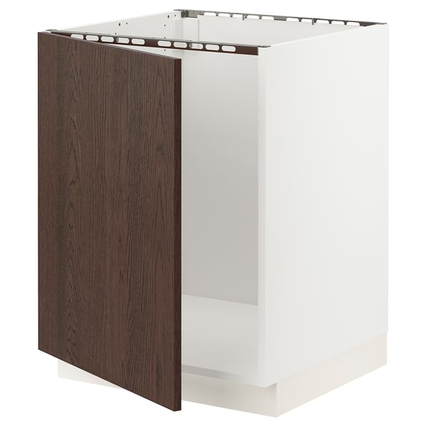 SEKTION Armoire inférieure évier, blanc/Sinarp brun, 24x24x30 "