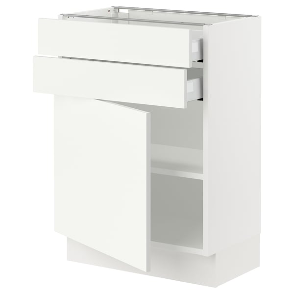 SEKTION Armoire inférieure pte/2 tir, blanc/Vallstena blanc, 24x15x30 "