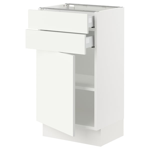 SEKTION Armoire inférieure pte/2 tir, blanc/Vallstena blanc, 18x15x30 "