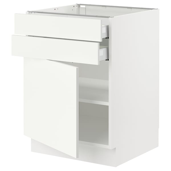 SEKTION Armoire inférieure pte/2 tir, blanc/Vallstena blanc, 24x24x30 "