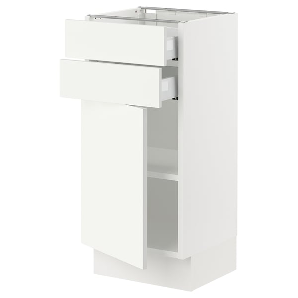 SEKTION Armoire inférieure pte/2 tir, blanc/Vallstena blanc, 15x15x30 "