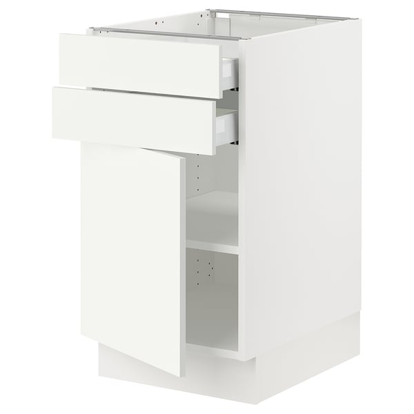 SEKTION Armoire inférieure pte/2 tir, blanc/Vallstena blanc, 18x24x30 "