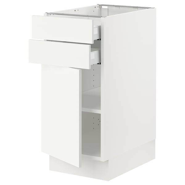 SEKTION Armoire inférieure pte/2 tir, blanc/Vallstena blanc, 15x24x30 "